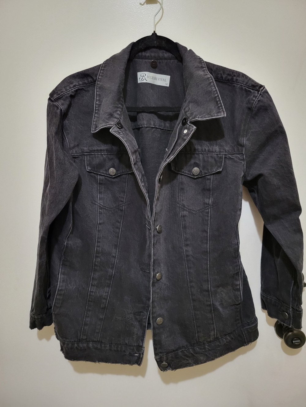 Blue Revival Women's Washed Black Denim Jacket - Longer Length.
